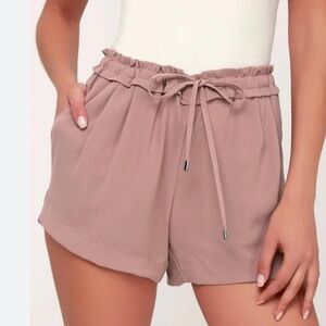 Lulus Jest Mauve Pull On Drawstring Shorts Size Large